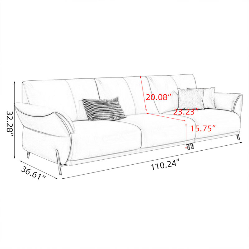 Canapé modulaire vert en cuir véritable, H 32,28 po x l 110,24 po x P 36,61 po, Vert