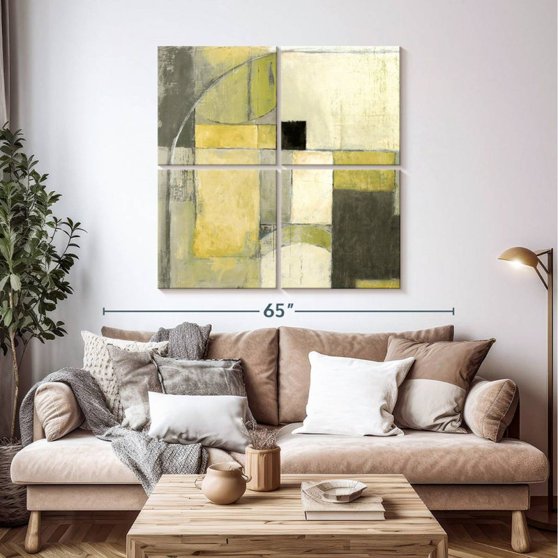 Blues Before Sunrise Yellow And Grey, 45" H x 45" W
