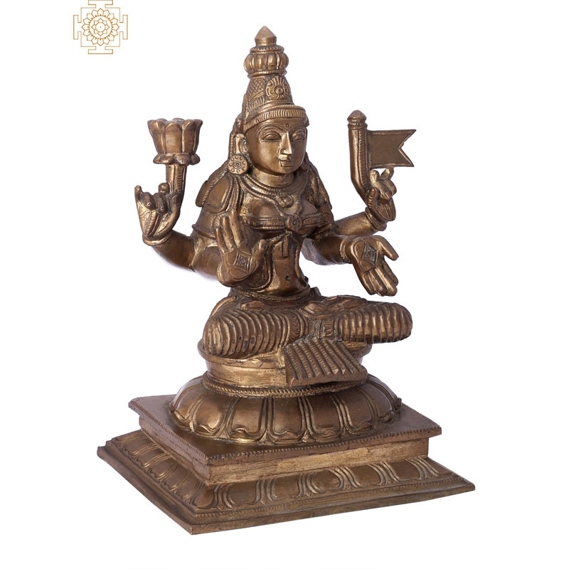 Statue de bronze de 10 po Devi Lakshmi assise - Idole de Panchaloha faite à la main | Madhuchista Vidhana (cire perdue) de Swamimalai