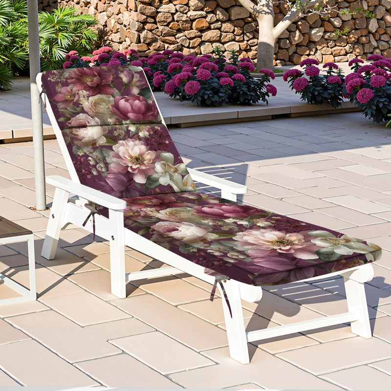  Coussin de patio extérieur d'extérieur 3 po à motif de fleurs mauves à l'aquarelle