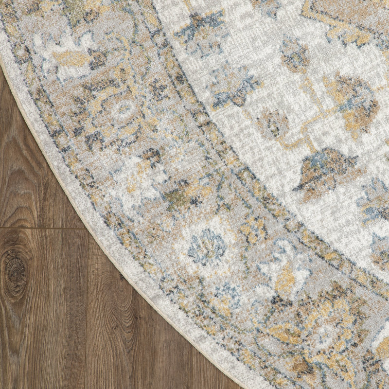Pritts Washable Oriental Indoor Rug, Round 8'