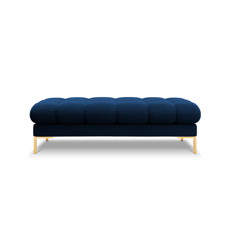 Asbell Polyester Upholstered Bench, Royal Blue, Gold
