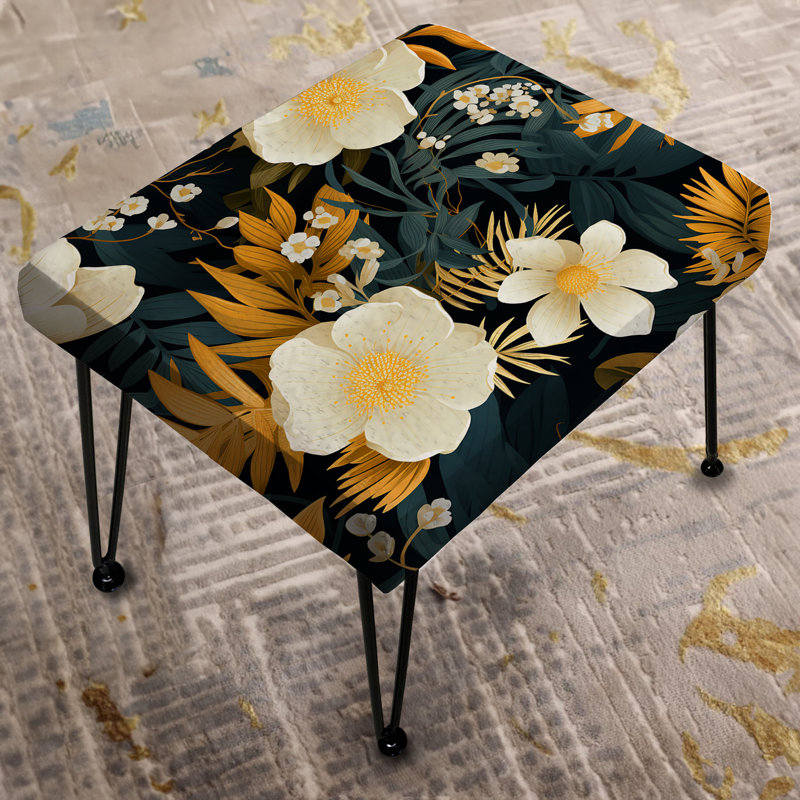Fleurs jaunes et vertes - Repose-pieds rectangulaire tropical