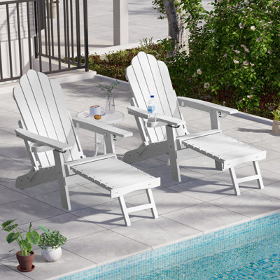 Weather Resistant Folding Adirondack Chair with Ottoman