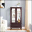 Vitrine Curio avec verre éclairé, tablettes réglables, 2 portes et 1 tiroir, finition cerisier foncé-1229569017