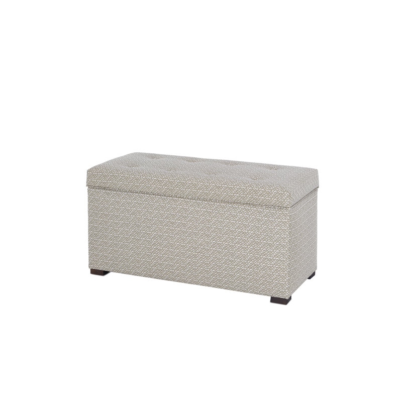 Birney Upholstered Storage Bench, Lasso White/Taupe