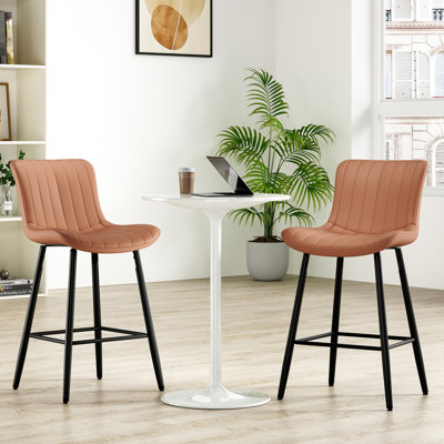 Ensemble de 2 tabourets de comptoir de cuisine et de salle à manger en similicuir brun