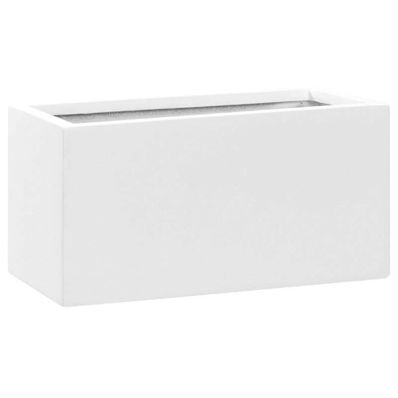 Boîte à fleurs en pierre, H 15,7 po x l 7,9 po x P 7,9 po, Blanc mat