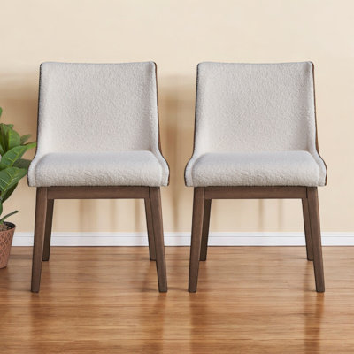 Chaise d'appoint Juniper White Boucle, velours brun et finition noyer (ensemble de 2)