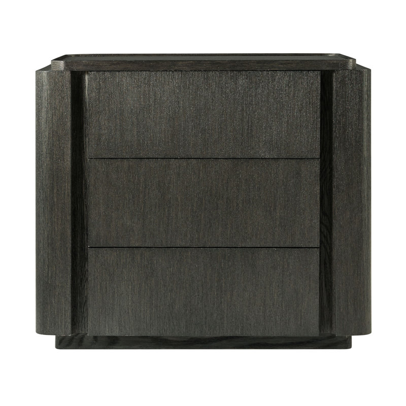 Repose 3 - Drawer Solid Wood Nightstand, Charcoal Oak