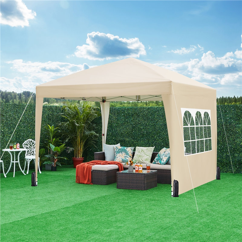 Iron Pop-Up Gazebo, Beige, 287cm H x 300cm W x 300cm D