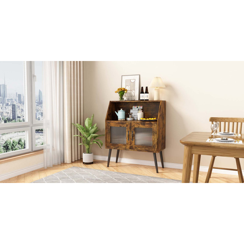 Glass Door Sideboard, Sideboard, Brown