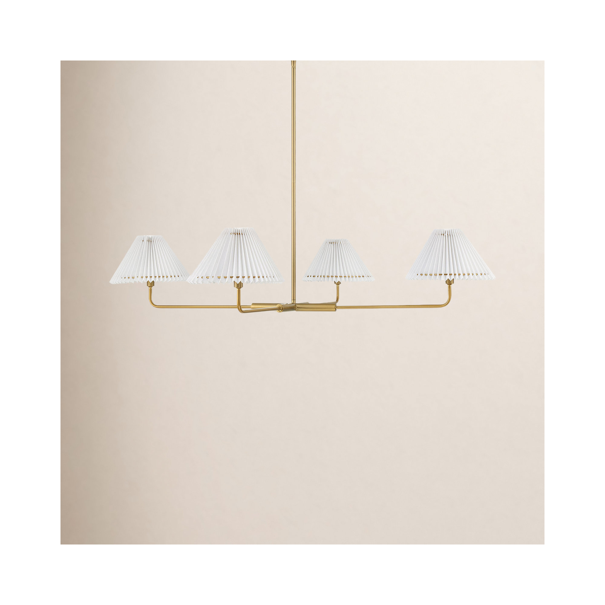 Pearson 4-Light Dimmable Linear Chandelier , Natural Brass