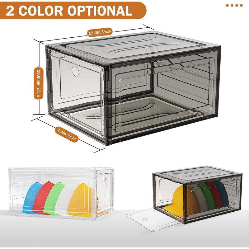 Hat Organizer Box, 6 Boxes for 40 Pack Hats, Upgrade Harder Solid Plastic Hat Organizer