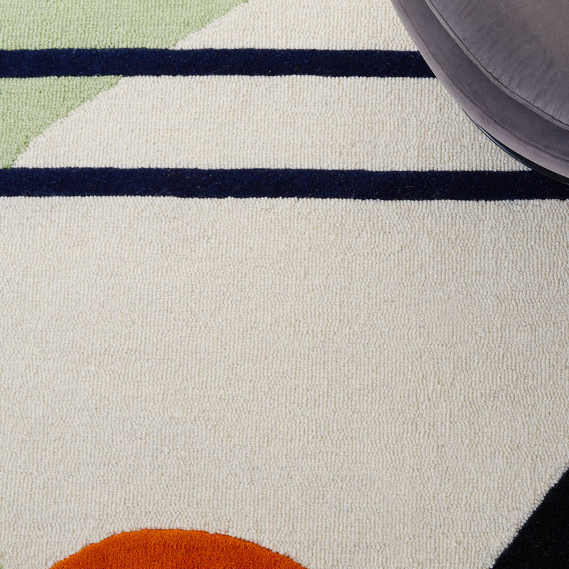 Felipe Handmade Wool Green/Black Rug, Square 6'
