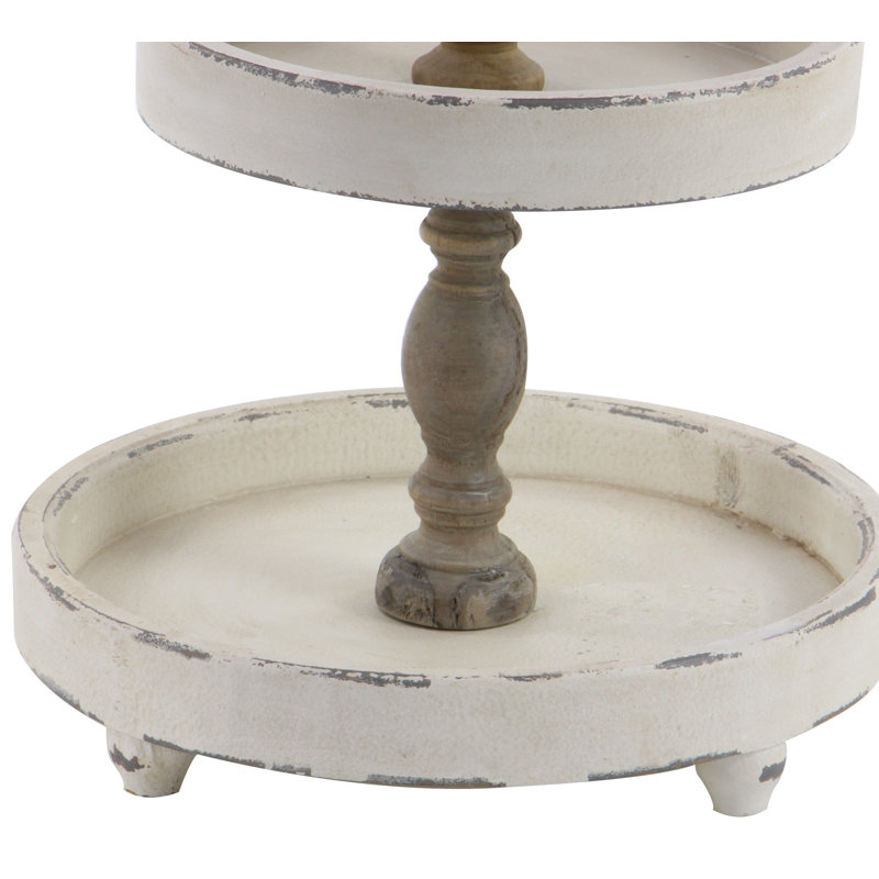 Neill White Wood 3 Level Tiered Server 15" x 15" x 24"