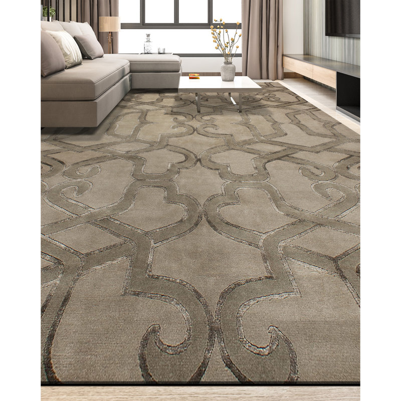 Geometric Area Rug in Dark Brown/Light Brown, Rectangle 6' x 9'