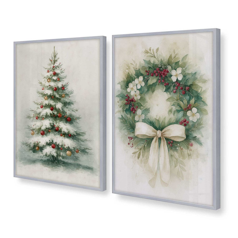 Ensemble de 2 impressions Evergreen Elegance, H 15,5 po x l 25 po, Chrome poli