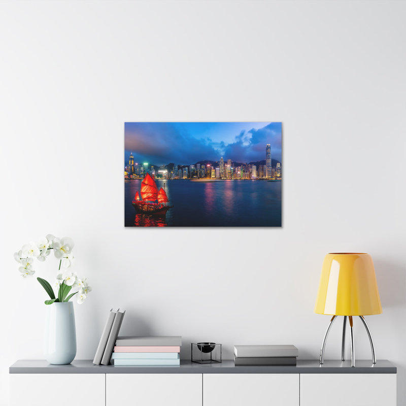 Toile de la ville de Hongkong, H 24 po x l 30 po