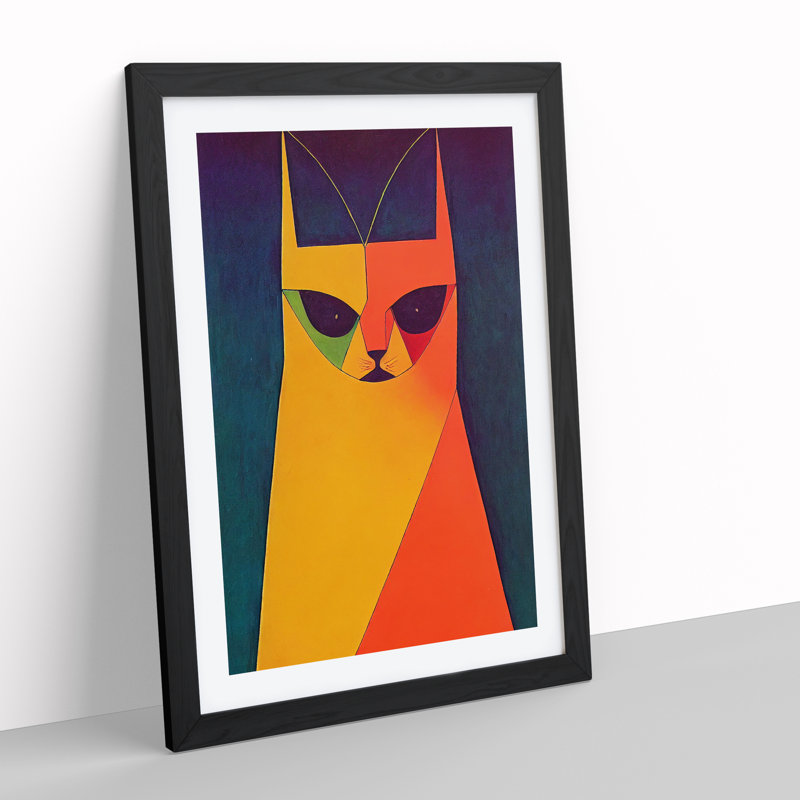 Painted Cat Abstract - Wall Art, Black Framed, 64cm H x 46cm W x 2cm D