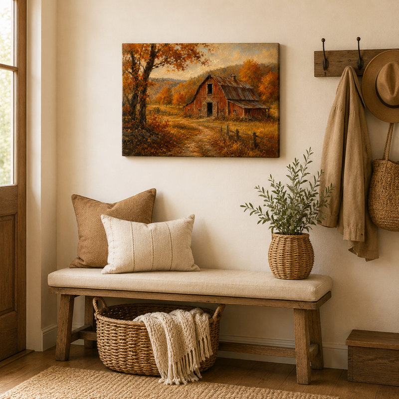 «Golden Hour», art mural sur toile de grange, décor de paysage de ferme au coucher du soleil, 24"H x 36"W x 1.5"D