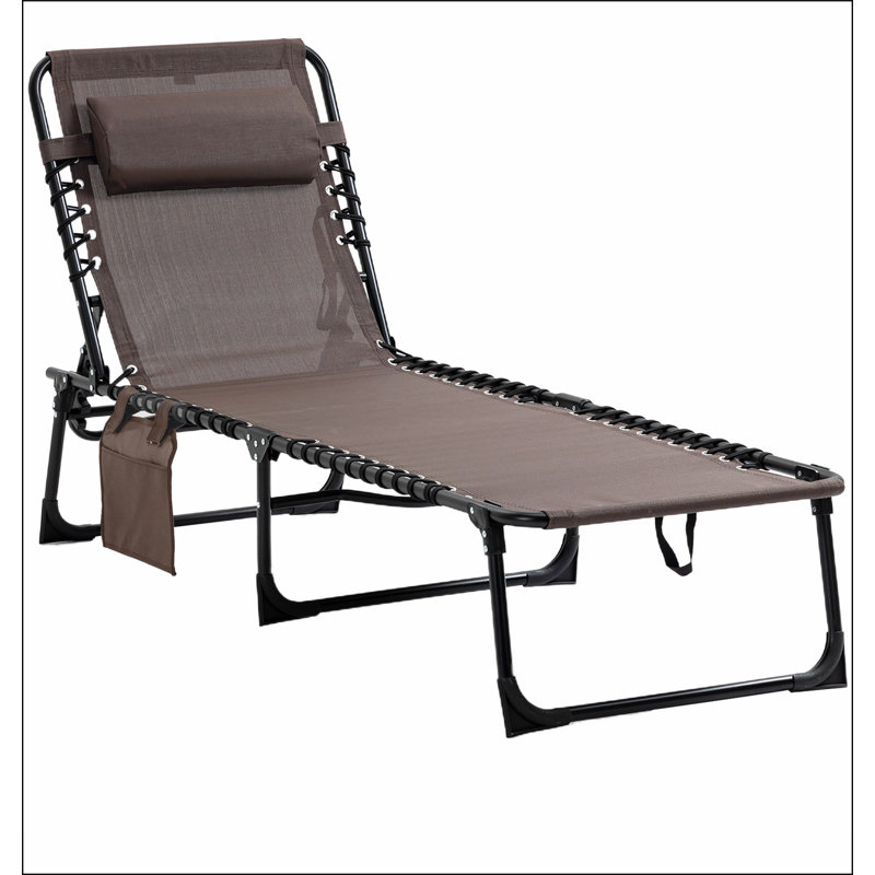 Méridienne inclinable Outsunny, méridienne portable, lit de camp pliable, avec dossier réglable et coussin amovible, pour patio, jardin, plage