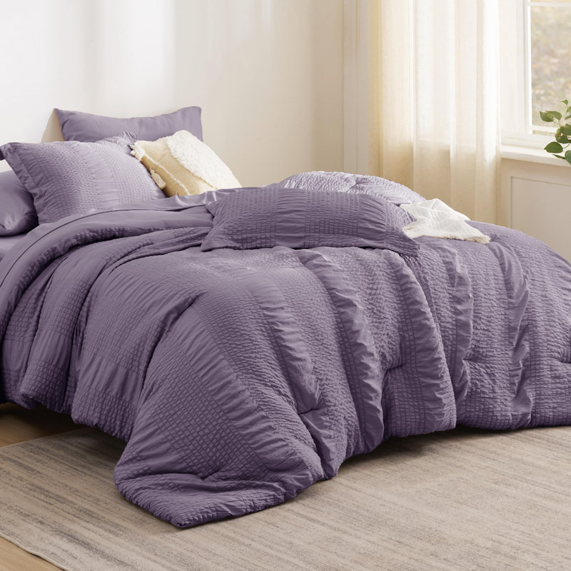 Standard Comforter, Grayish Purple, Full Comforter + 6 Additional Pieces