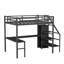 Lit mezzanine avec bureau en L et port USB, lit mezzanine en métal avec garde-robe et tablette réglable, lit mezzanine haut avec DEL pour enfants, adolescents, adultes
