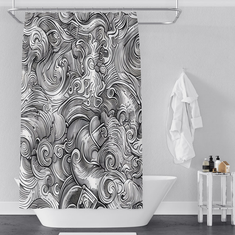 Aricka Geometric Shower Curtain, 72" H x 70" W