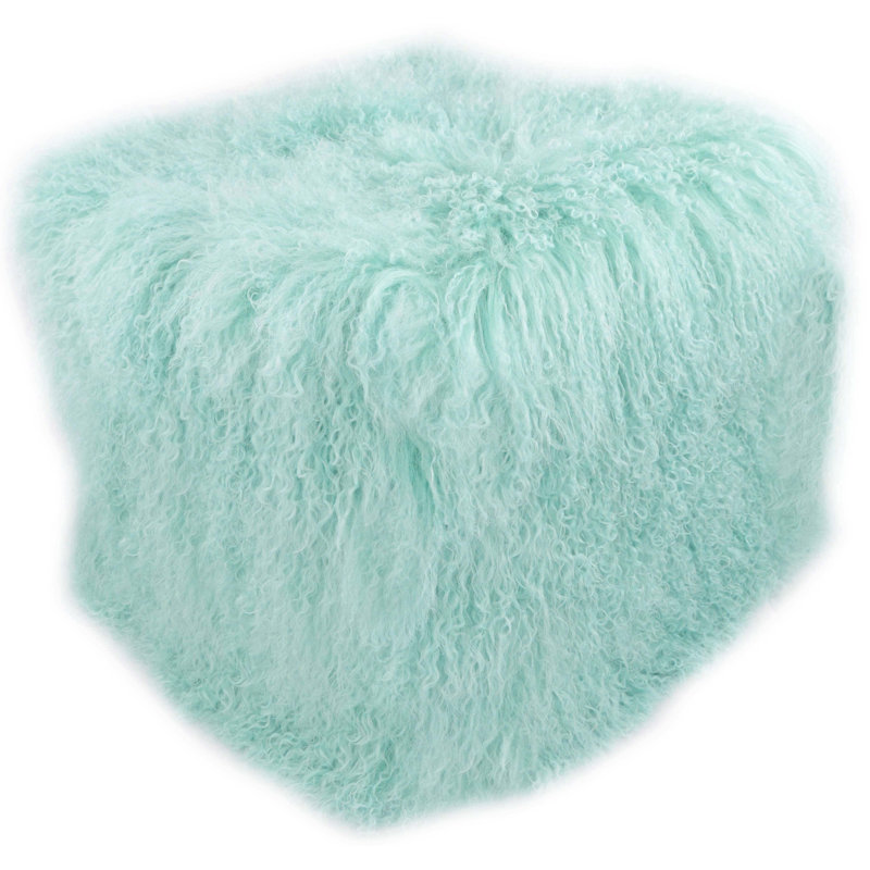 Tibetan Square Pouf, Light Teal 