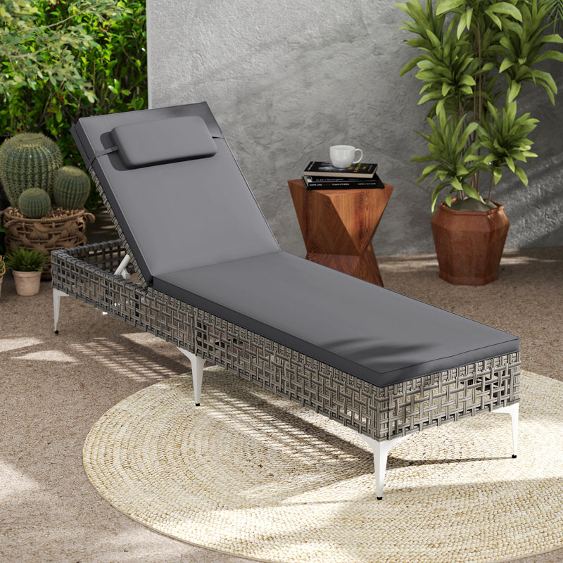 194cm Long Single Chaise with Cushions, Gray