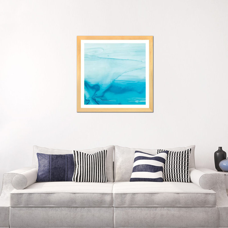 Reproduction d’art, "faire Waves I" par Ethan Harper, H 24 po x l 24 po x p 1 po, Toile avec cadre en bois beige, Blanc