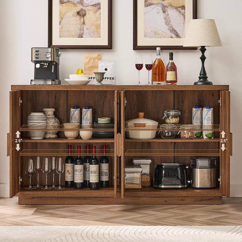 Buffet buffet avec 4 portes et tablettes - crédence en bois