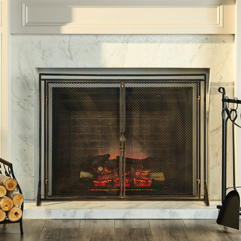 Pare-feu en fer mat - 103,5 cm (l) x 76,2 cm (h), durable, fonctionnel et facile à installer