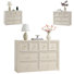 3-Piece Bedroom Set, White - 6 Drawers Dresser And 3 Drawers Nightstand Set Of 2
