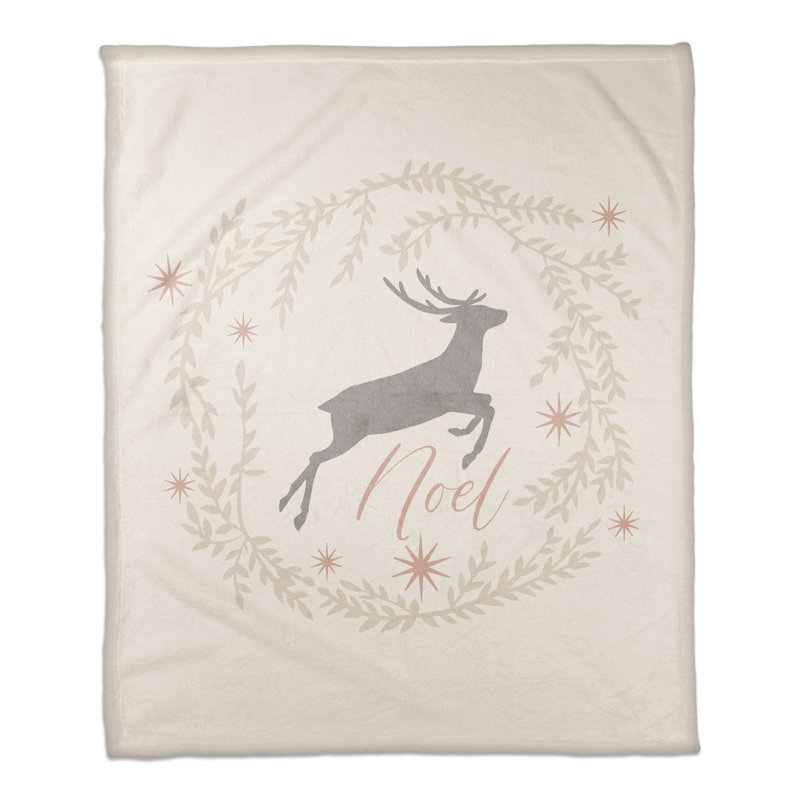  Jeté Noël cerf avec couronne de champagne