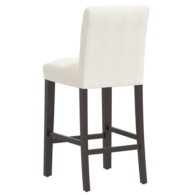 Hadrien Bar & Counter Stool, Zuma White Textured Linen, Bar Stool (31” Seat Height), Black Wood