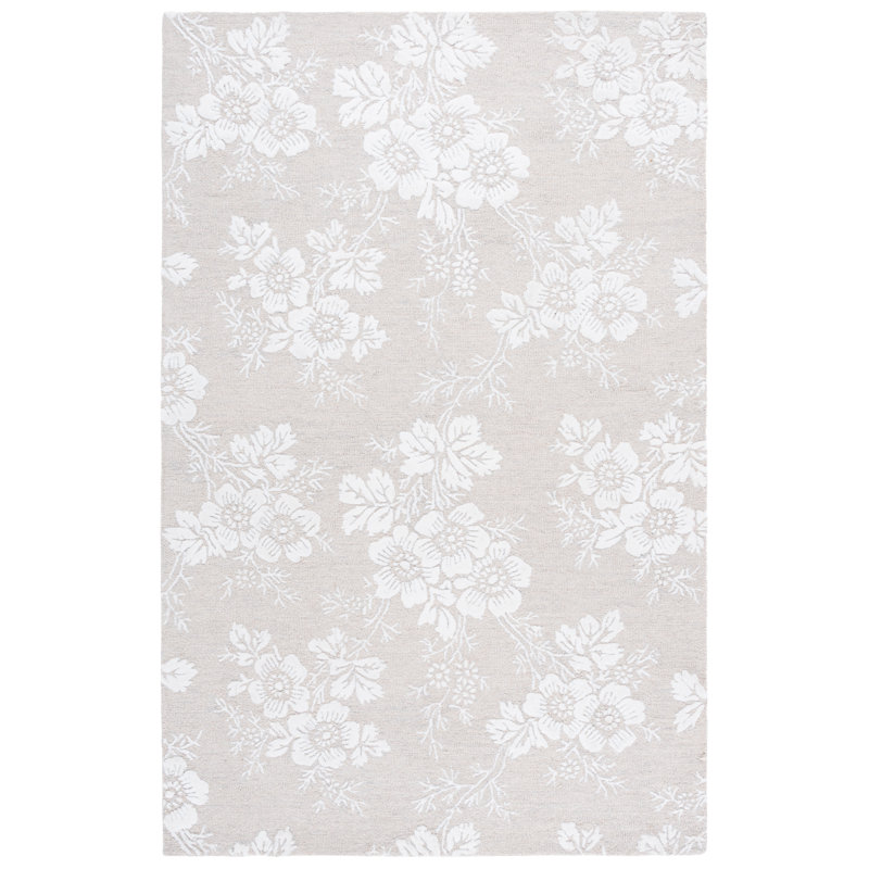 Tapis floral en laine touffeté à la main Fraga Glamour, Rectangle 4pi x 6 pi
