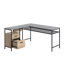 Bureau en bois en L avec tiroir classeur, brun