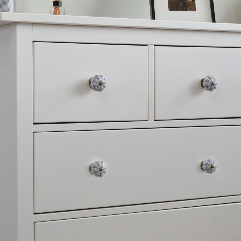 Nicola Spring - Floral Ceramic Cabinet Knobs, Light Blue