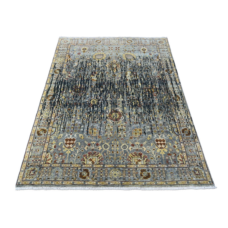 Tapis moderne en laine noué à la main 5 pi 10 po x 8 pi 7 po Oushak