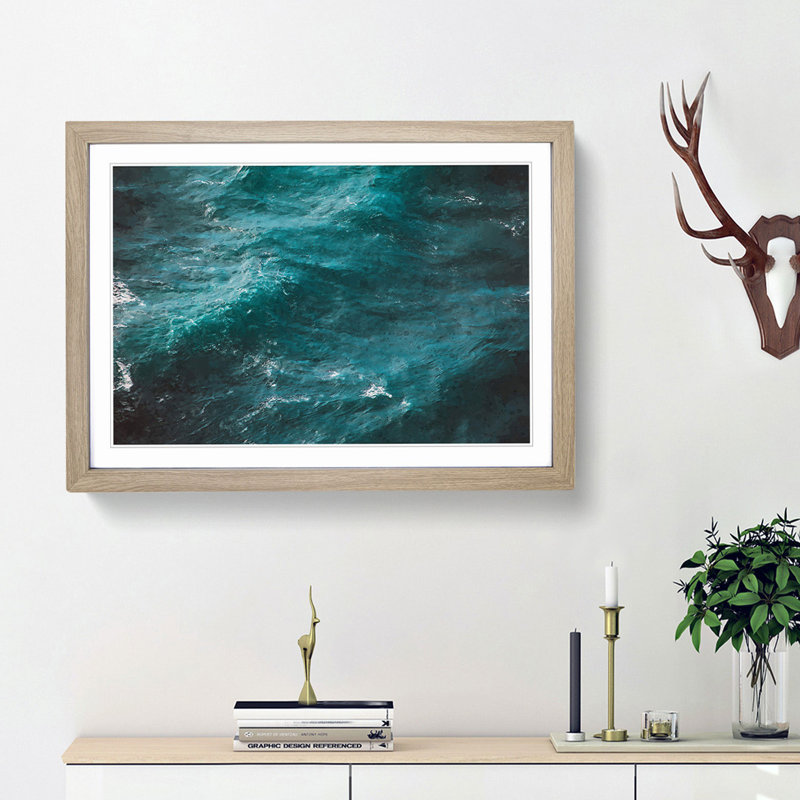 Mood of the Waves - Picture Frame Graphic Art Print, Oak Framed, 36cm H x 48cm W x 2cm D