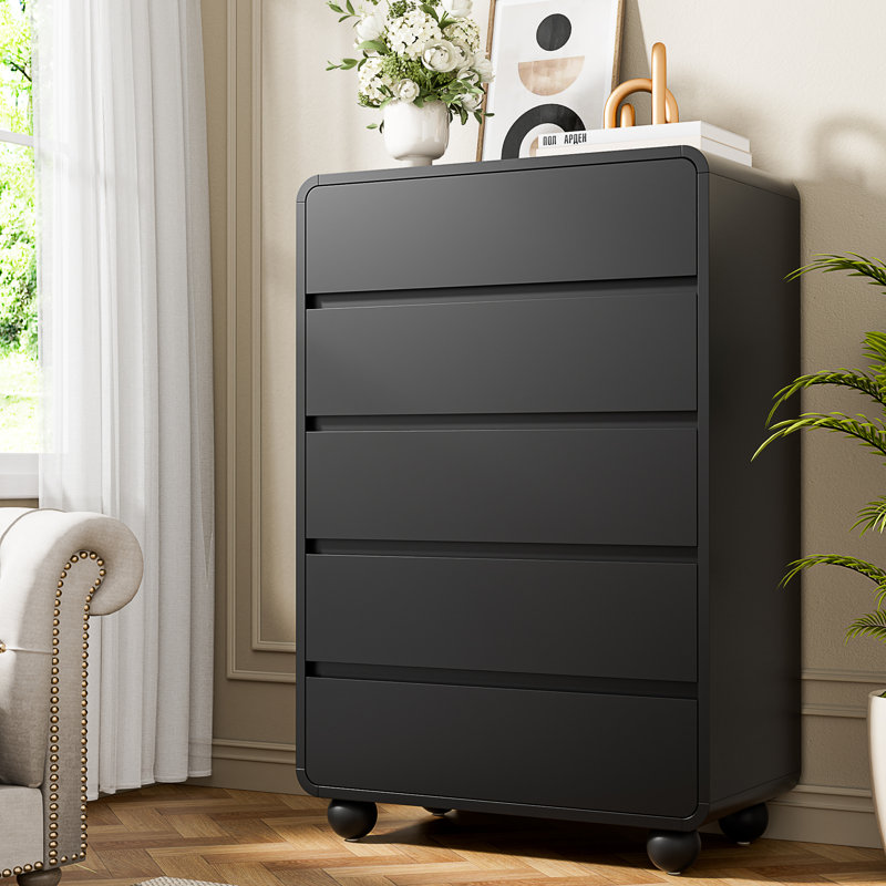 5-Drawer Dresser With Hidden Handles,41.4" H Modern Chest Of Drawers With Deep Drawers，Wood Drawer Organizer For Bedroom, Guest Room, Living Room Or Entryway
