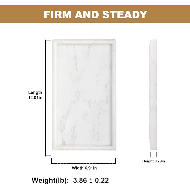 African Natural Marble Tray, 12"X7" Coffee Table Vanity/Decorative Tray For Jewerly, Watch, Perfume Candle Tray For Bedroom/Bathroom/Kitchen Countertop