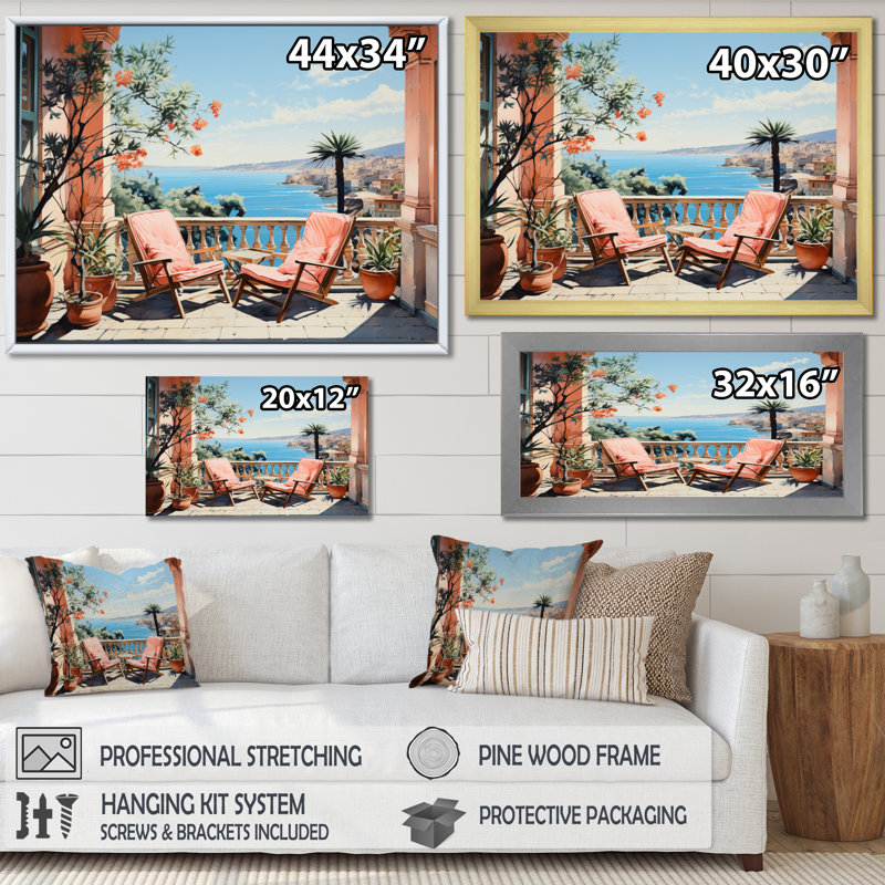 La Dolce, côte italienne III - Italie, art mural, Cadre flottant doré, H 30 po x l 40 po x P 1,5 po