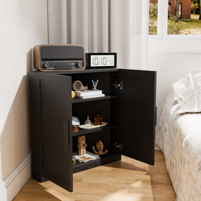 Armoire décorative de coin noire avec portes et rangement peu encombrant P 16 po x l 31 po x H 31 po