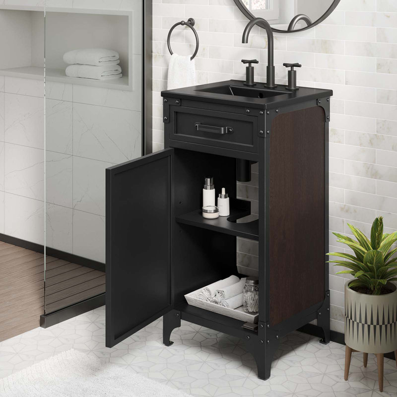 Modway Steamforge 17'' Free Standing Single Bathroom Vanity with Ceramic Top, White