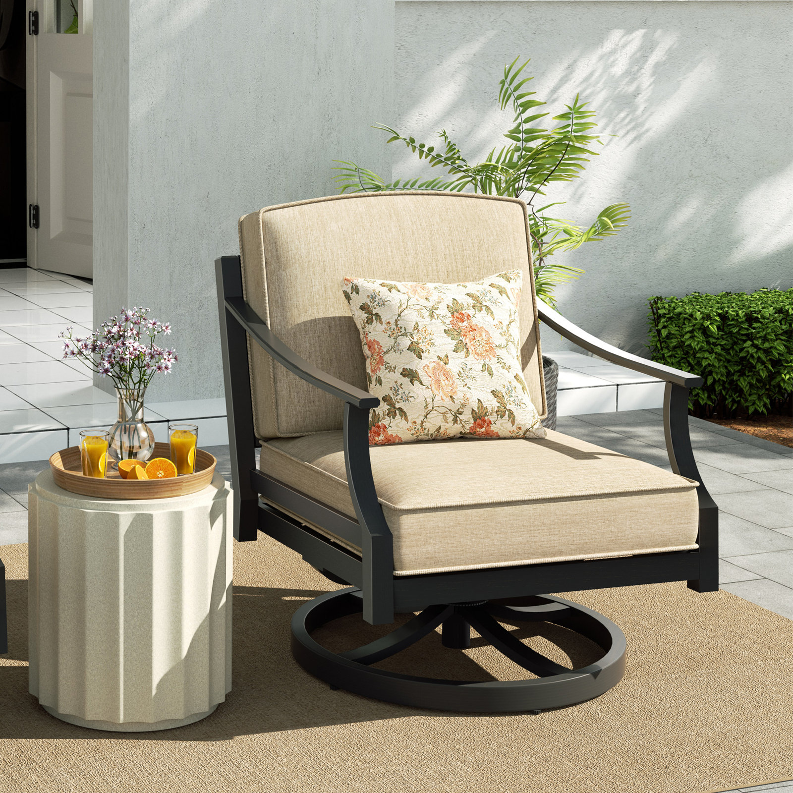 Tamarin Sunbrella® Swivel Patio Lounge Chair