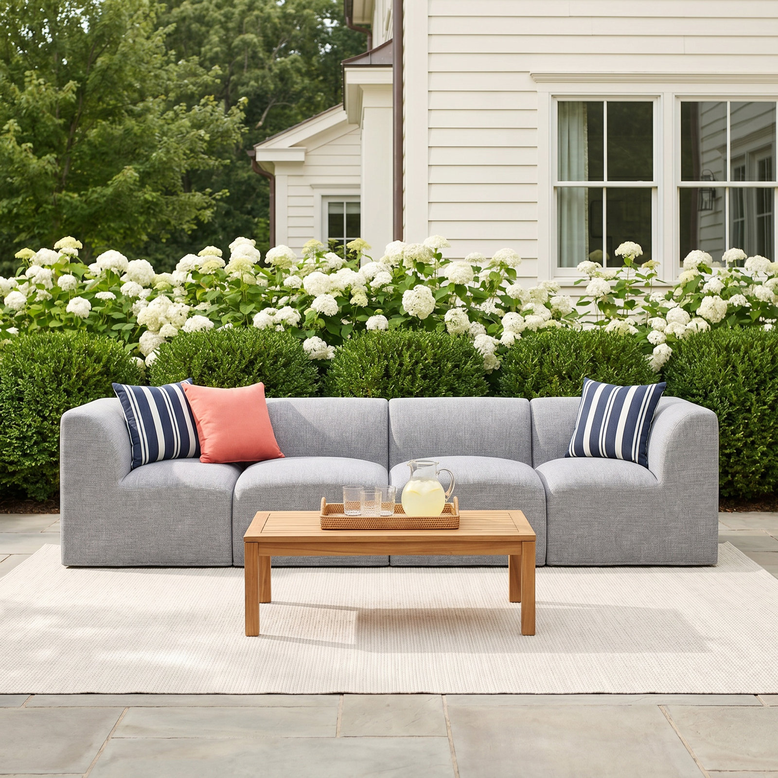 Praia 124" Sunbrella Outdoor Sofa, Canvas Granite Sunbrella® Canvas