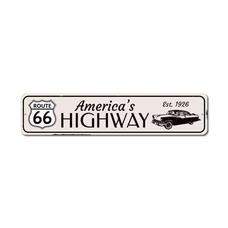 Enseigne en aluminium Est 1926 Route 66, H 6 po x l 24 po x P 0,063 po